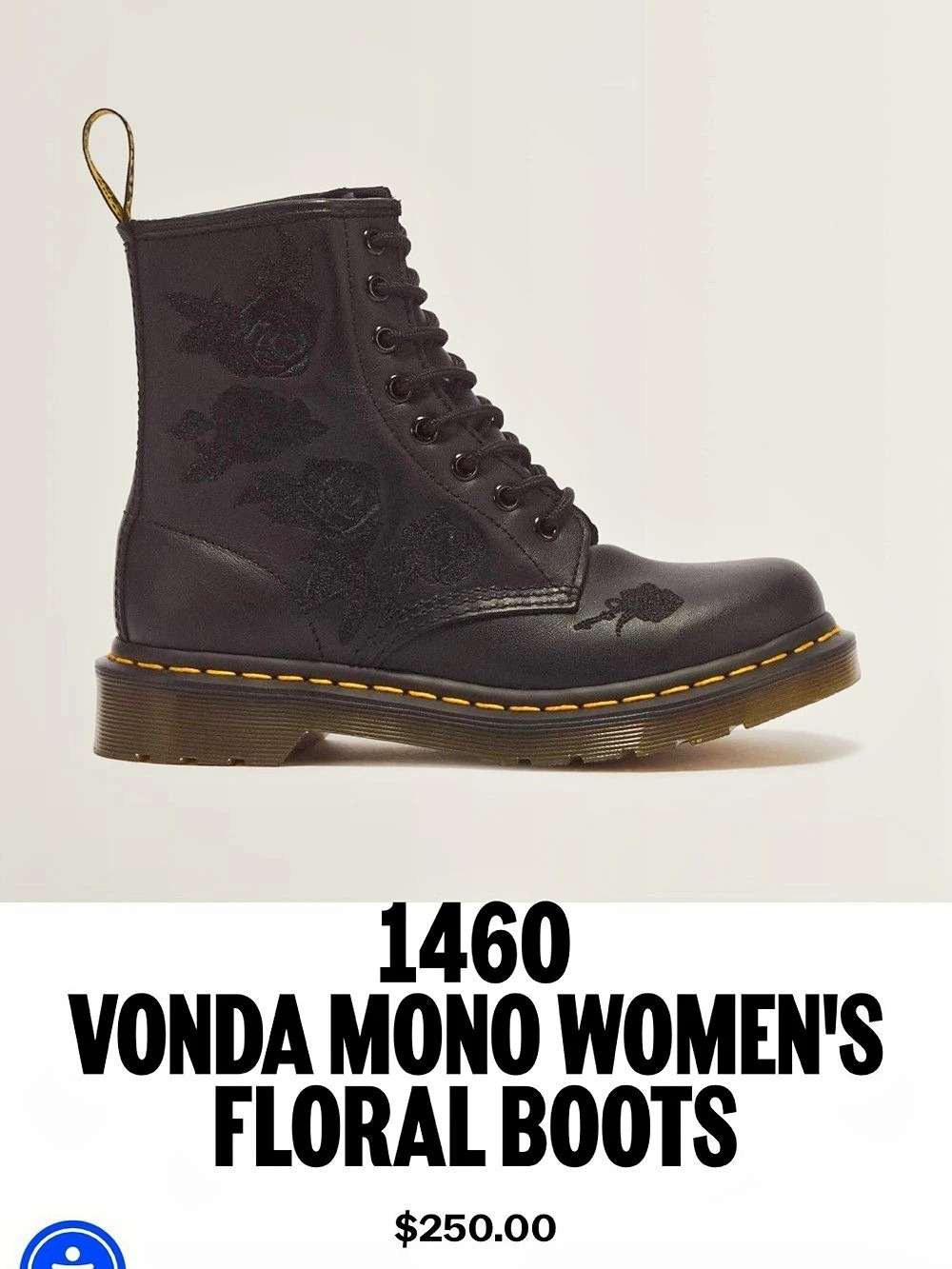 Dr. Martens 1460 Vonda Mono Floral Leather Boots US 8 - Picture 3 of 8